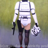 SEXY STORMTROOPER IN STOCKINGS - Dry-brush acrylic & Conté crayons