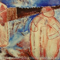 Glass ,Bottle, Knife. [Red]