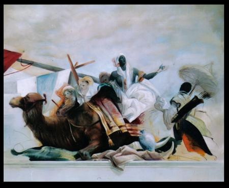 murals camel fresco wall painting
