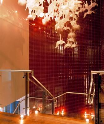 stairwell bird mobile chandelier