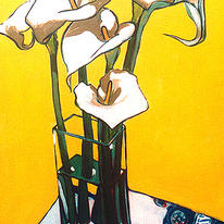 Arums on yellow