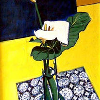 Arums with crocheted cloth