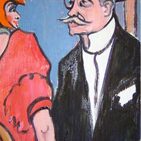 Painted in the style of Lautrec.