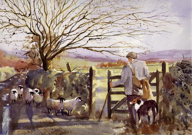By the gate watercolour on Arches 66x51cm