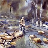 A QUIET SPOT ON THE RIBBLE - watercolour