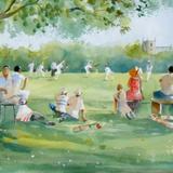 An hour to play and the last man in - watercolour on Arches Aquarelle paper