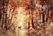 A Doe in Autumn woodland