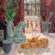 Orange lily and fruit | | 50 x 2cm | Oil on board Orange lily and fruit