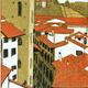 Florence roofs | | 20 x 40cm | Lino print Florence roofs