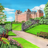 Brodick Castle, Arran, from the gardens - Acrylic on paper