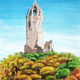 Wallace Monument in Autumn - Acrylic on paper, mounted