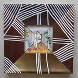 Lidia-guarda-la-TV - paper cuts, pencils, inks, varnish on frame