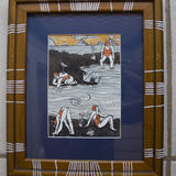 a-day-out-with-my-sisters - paper cuts, vulcanic sand, ink, pencils, varnish on frame