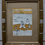 mare e caffe - paper cuts, ink, pencils, varnish on frame