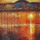 Pier, red sun