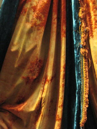 C1515 Peacock Blue and Orange Worn Velvet