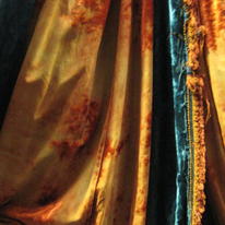C1515 Peacock Blue and Orange Worn Velvet