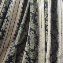 C2393 NAVY GOLD DAMASK STRIPE