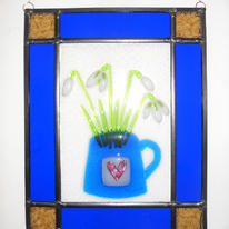 Snowdrops in Blue Jug by Fran Brown