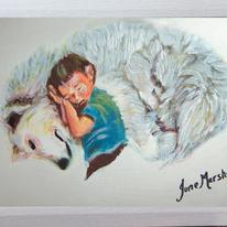Boy Having Nap with his Dog