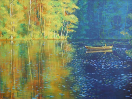 Boat swimming in the light