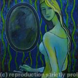 Mirror. Lady.Writing. - oil on canvas
