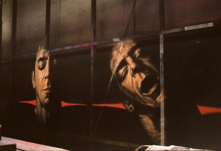 Lou Reed on Gauze..you can use a lot of lighting efects on gauze which wont work on canvas