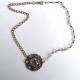 Necklace with pink aurora borealis rhinestones and 1950s crystal beads