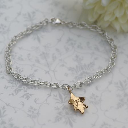 Gold Collection - 9ct Yellow Gold Oak Leaf and Silver Bracelet £105