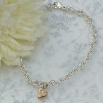Gold Collection- 9ct White and Yellow Gold Heart Bracelet £80