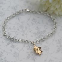 Gold Collection - 9ct Yellow Gold Oak Leaf and Silver Bracelet £105