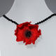 Red Poppy Embroidered Necklace