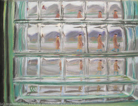Man Through Glass Brick