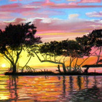 Sunset over the lake