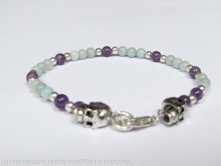 Silver skulls with Amethyst and Amazonite