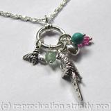 The Bee, Parrot and Heart - Sterling silver with semi precious stones