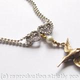 The Spirit of Love Necklace - White diamond hearts, 9ct white and vintage rose gold, sterling silver and pearl