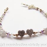 Hopeless Romantic - Pale blue, lilac sapphires, aquamarine, two diamond hearts set on 9ct white gold