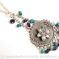 Aztec chandelier with turquoise and amethysts