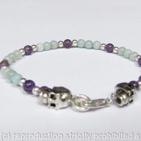 Silver skulls with Amethyst and Amazonite