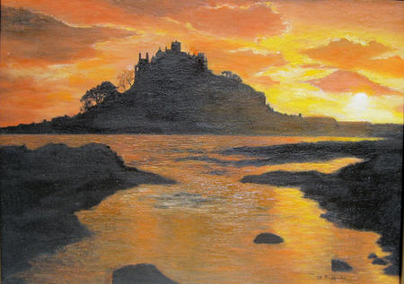 Sunset over St. Michaels Mount, Cornwall