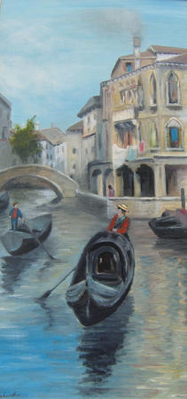 Gondaliers in Venice (part of a pair)