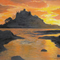 Sunset over St. Michaels Mount, Cornwall