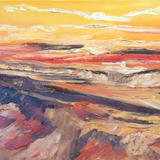 Sunset over the estuary - oil on box canvas