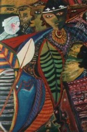 African Figures With Sun