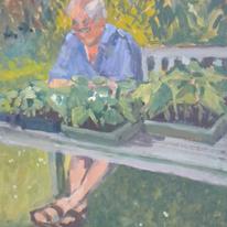 The Gardener Reading a Newspaper