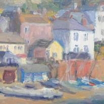 Cawsand Beach with Two Gigs, Morning (WESTCROFT GALLERY)