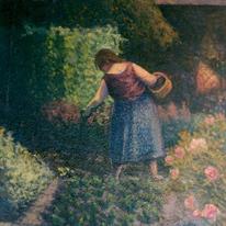 Digging for Salad Potatoes in the Walled Garden, Late Summer Evening