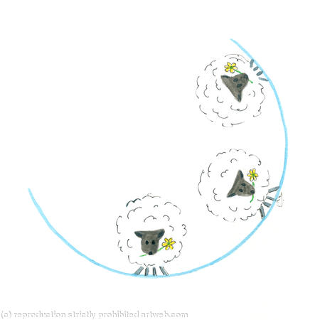 SHEEP WITH DAISIES J 12