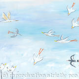 Busy birds. - acrylic on gesso panel